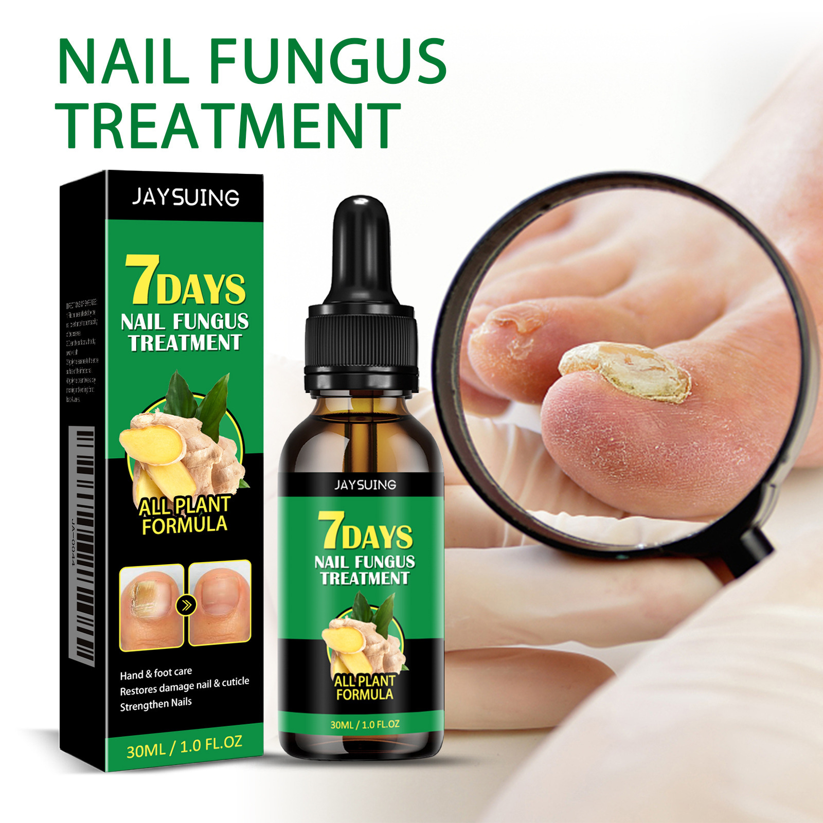 Jaysuing Ginger Nail Care Solution Gentle and Moisturizing Solution for Soft, Thick, and Shiny Nails, Hand and Foot Nail Care Solution