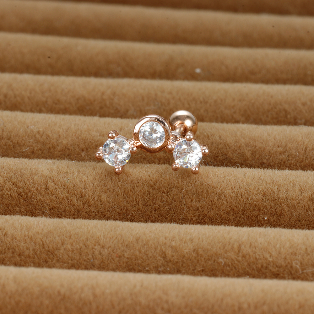 3g Weight Zircon Inlay Material Cartilage earrings Classification 1 Piece Quantity Daily Occasion Stainless Steel Material Geometric Pattern Women's Gender Plating, Inlay Design Simple Style Style 1 Piece Simple Style Geometric Plating Inlay Stainless Steel Zircon Cartilage Earrings 12