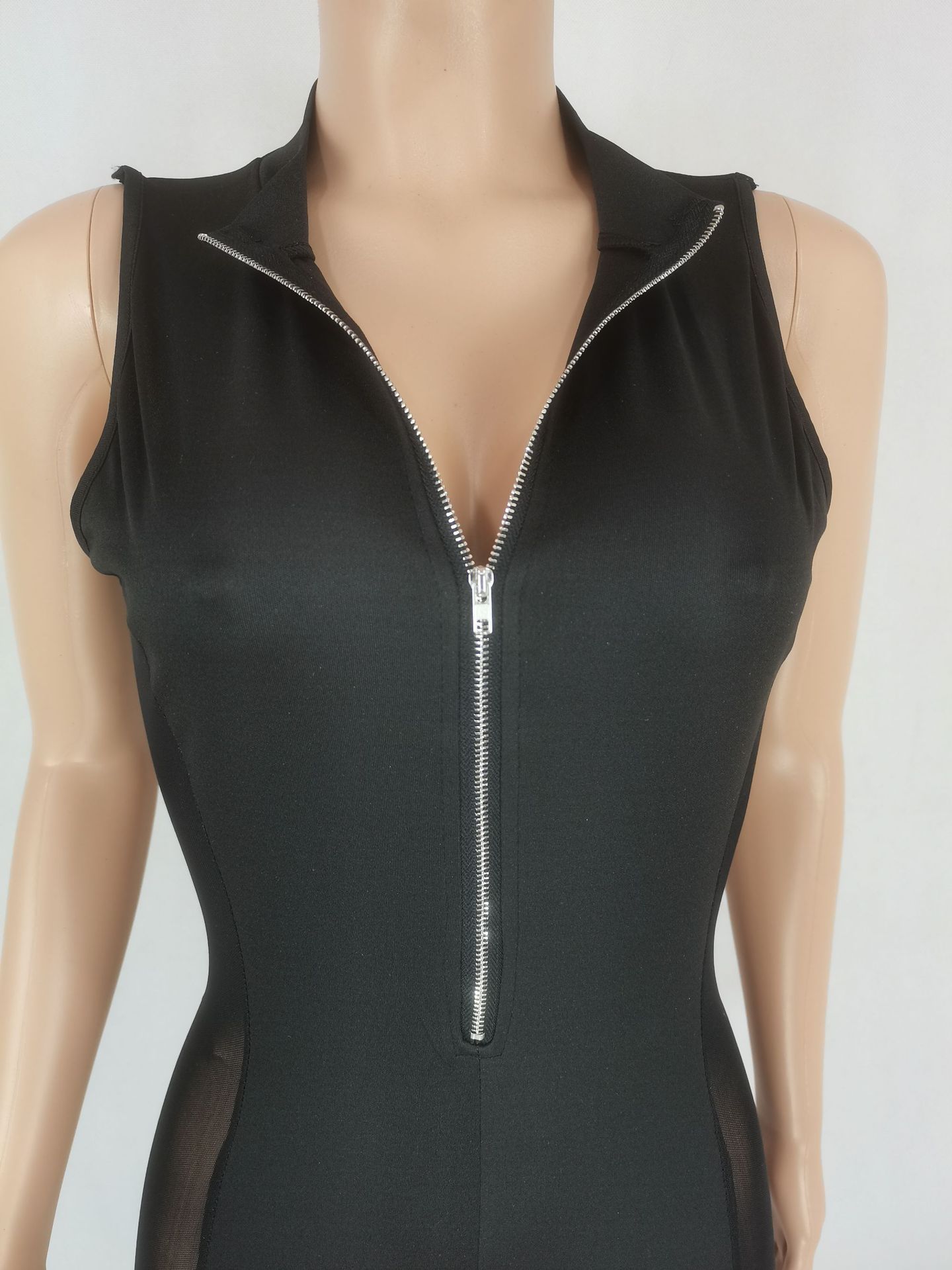 Women Clothing Sexy Tight Side Mesh Jumpsuit Women Clothing
