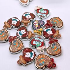 29*23mm印花卡通爱心画板竖孔散珠diy手机链包挂钥匙扣饰品配件