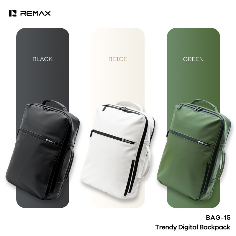 REMAX Turing Fashion Travel Casual Mochila Digital más ligera, sistema de descarga de fuerza de alto valor, mezanilla de computadora