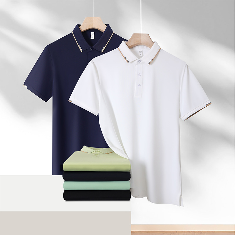Nylon Golf Short-Sleeved Contrasting Color T-Shirt with Collar Sports Quick-Drying Men's Polo Shirt Customized with Accessible Luxury and High-End Feel
