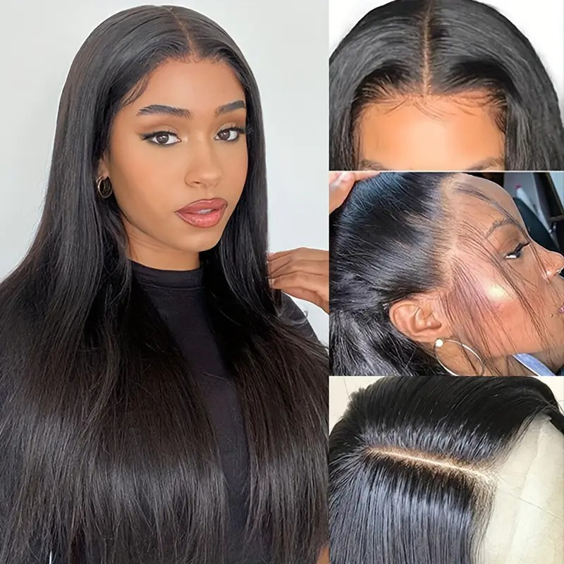 Africa Hot Selling 30 Inch Black Long Straight Front Lace Wig Women's Black Chemical Fiber High Temperature Silk Front Lace Wig Africa Hot Selling 30 Inch Black Long Straight Front Lace Wig Women's Black Chemical Fiber High Temperature Silk Front Lace Wig