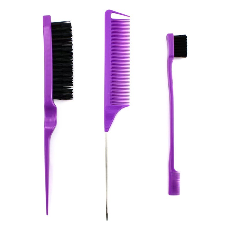 Cross-Border Hairdressing Tool Set of Three: Pointed Tail Comb, Double-Ended Magic Comb, Teasing Comb Set, Portable Pointed Tail Comb for Home Use