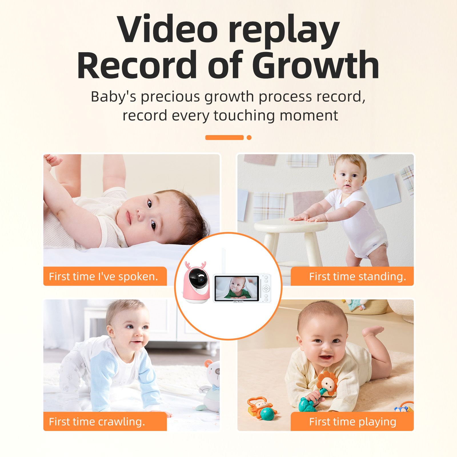 Monitor Inteligente para Bebés de 5 Pulgadas con Cámara FHD, con Función de Giro e Inclinación y Kit de Monitoreo de Pantalla, para Cuidado Infantil