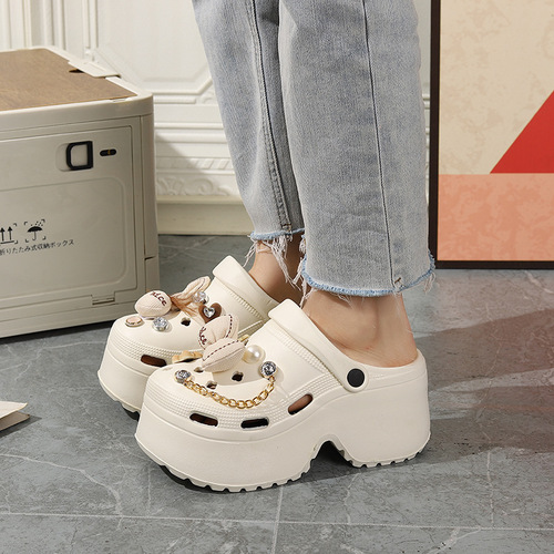 2025 new EVA hole shoes, super thick sole, anti-slip beach shoes, summer sandals, outdoor totou slippers, platform sole