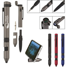现货多功能工具圆珠笔指南针野外探险笔LED灯照明笔广告笔LED照明