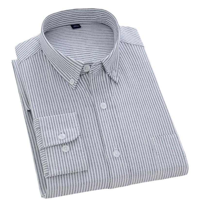 Camisa Oxford de rayas verticales de algodón para hombres de manga larga de primavera y otoño casual Camisa de algodón de negocios de todo fósforo ropa de hombre