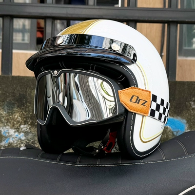 and women's 3C certification 3/4 helmet – Motosiklet dəbilqələri - m-porcelain-platinum-flower-language-retro-black-silver-goggles