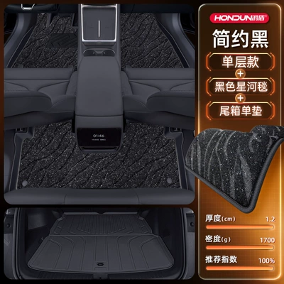 Suitable for Xpeng P7 — Modelə uyğun ayaqaltı - xpeng-p72025-model-package-model-black-tpe-thickened-black-galaxy-blanket-trunk-single-pad