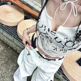【260克人棉莫代尔】亚文化y2k吊带新款趣味印花弹力朋克风辣妹上