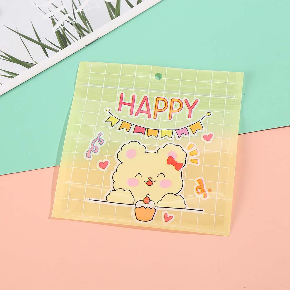 Bolsa de embalaje de dibujos animados lindo snack ziplock bolsa de alimentos sub-Bolsa de embalaje galleta caramelo clasificación del hogar bolsa de almacenamiento al por mayor