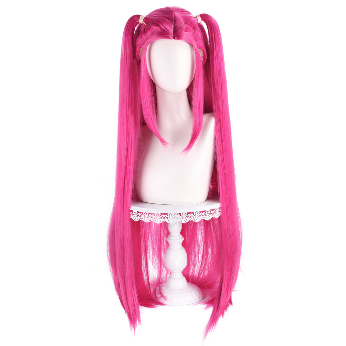 Skpop Caza de brujas Mira cos pelucas de seda de alta temperatura cubierta de cabello rosado doble cabello largo