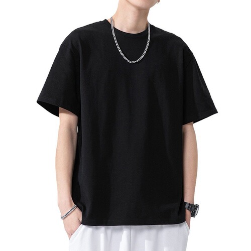 180g Japanese Heavyweight Trendy Brand Short Sleeve T-shirt for Men and Women Loose Round Neck Solid Color Base Shirt Top Short T-shirt