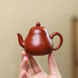 紫砂壶宜兴源头厂家批发功夫茶具泡茶壶梨式朱泥洒金小高梨90ml