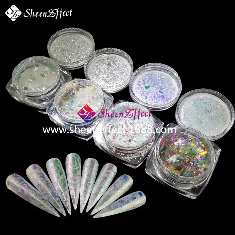 美甲光学变色龙魔镜星空粉彩箔云锦透明变色龙镭射抖音贝壳珍珠粉