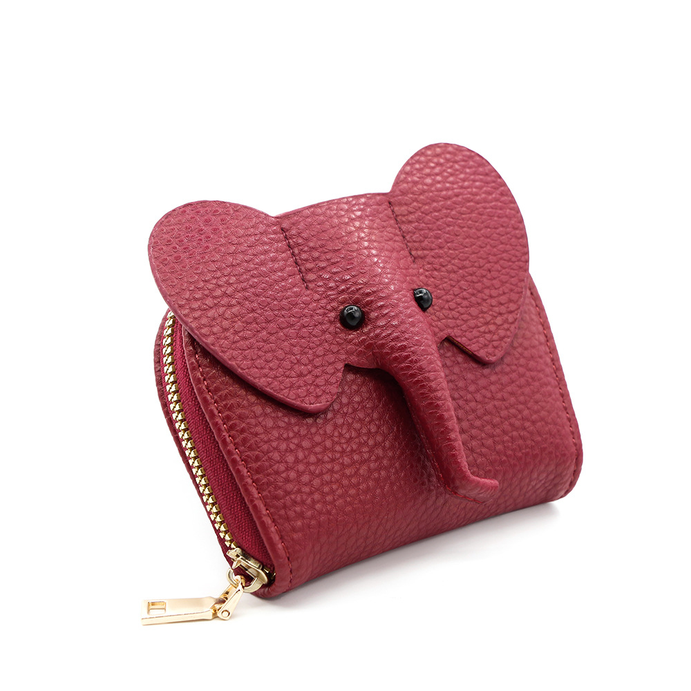 Nuevo bolso de tarjeta de órgano transfronterizo japonés ins personalidad creativa pequeña billetera pequeña con cremallera de elefante múltiple tarjeta de identificación