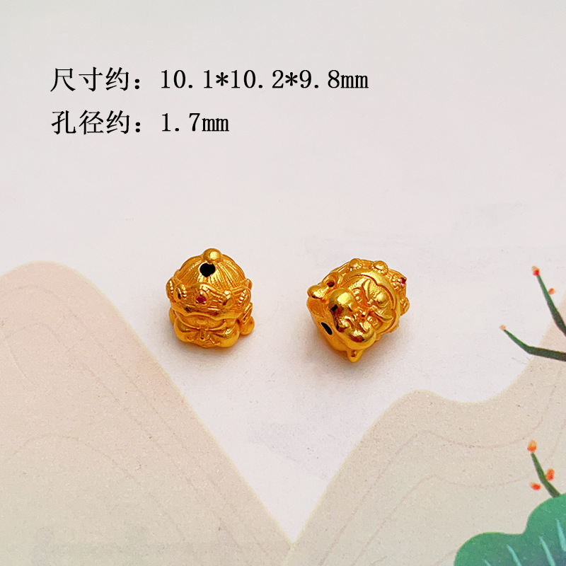 S925 Ancient Gold Sterling Silver Accessories Crystal Bracelet Gourd Spacer Beads Waist Beads Fortune Tassel Pendant Bracelet Pendant