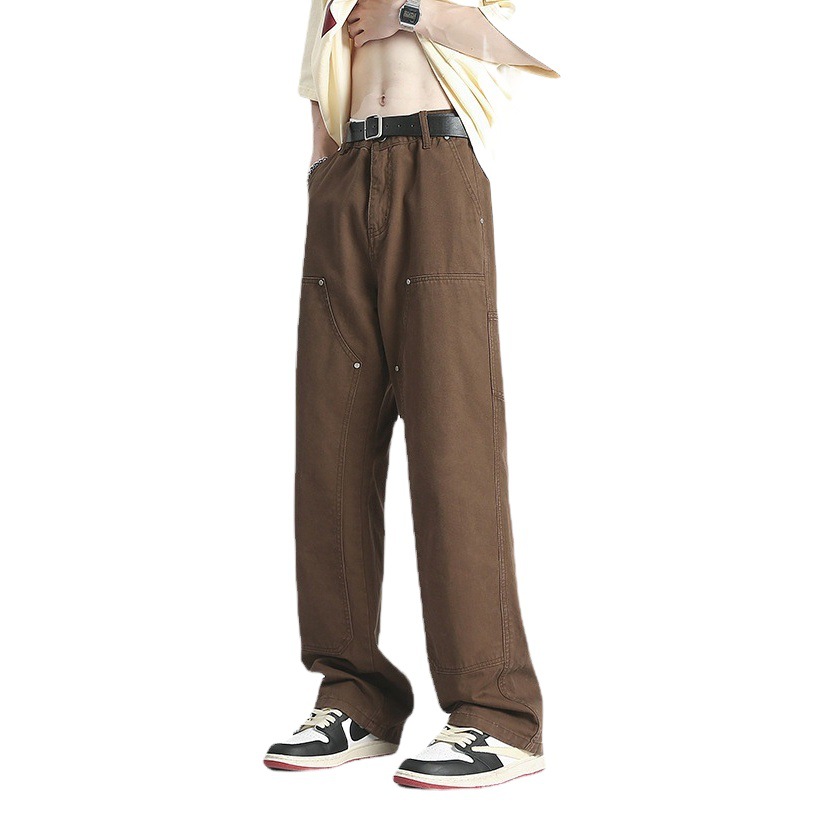 Xxbro ropa de hombre # primavera algodón puro verde militar mono de tala tendencia pantalones casuales rectos pantalones cleanfit