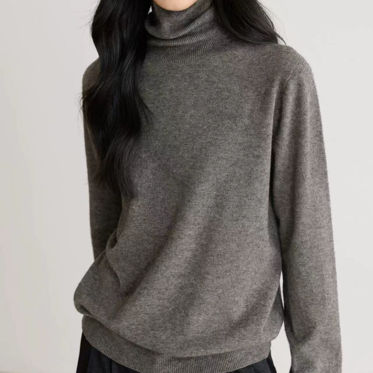 Пригородный темперамент с высоким воротником с длинными рукавами трикотажный свитер женский осенний и зимний