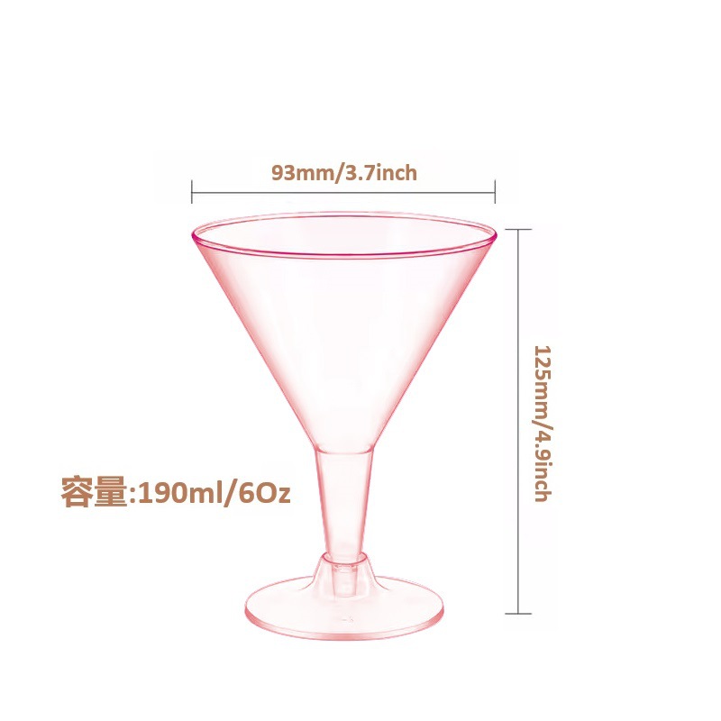 Taza de plástico desechable PS taza de champán transparente taza de helado taza de cóctel taza de fiesta taza de boda taza de jugo