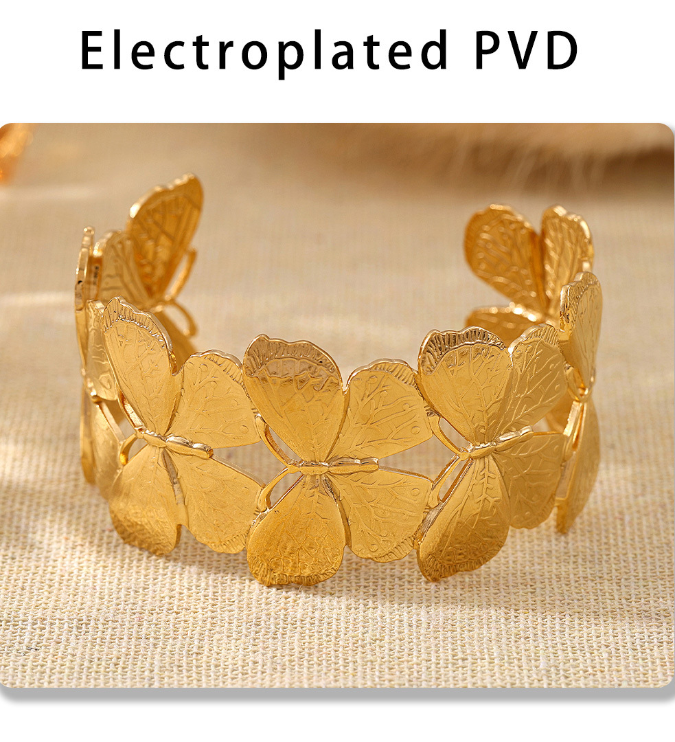 Square Sugar Stainless Steel Heavy Industry Exaggerated Butterfly Wide Edition Open Bracelet With High Grade Sensation Thread Handheld Ring_voghion.com