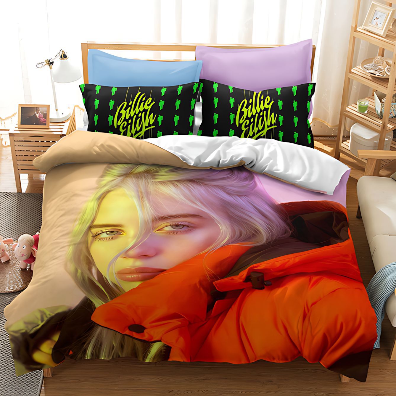 TEMU / JIT cross-border chica temática patrón de impresión digital edredón suave conjunto de ropa de cama estilo nórdico