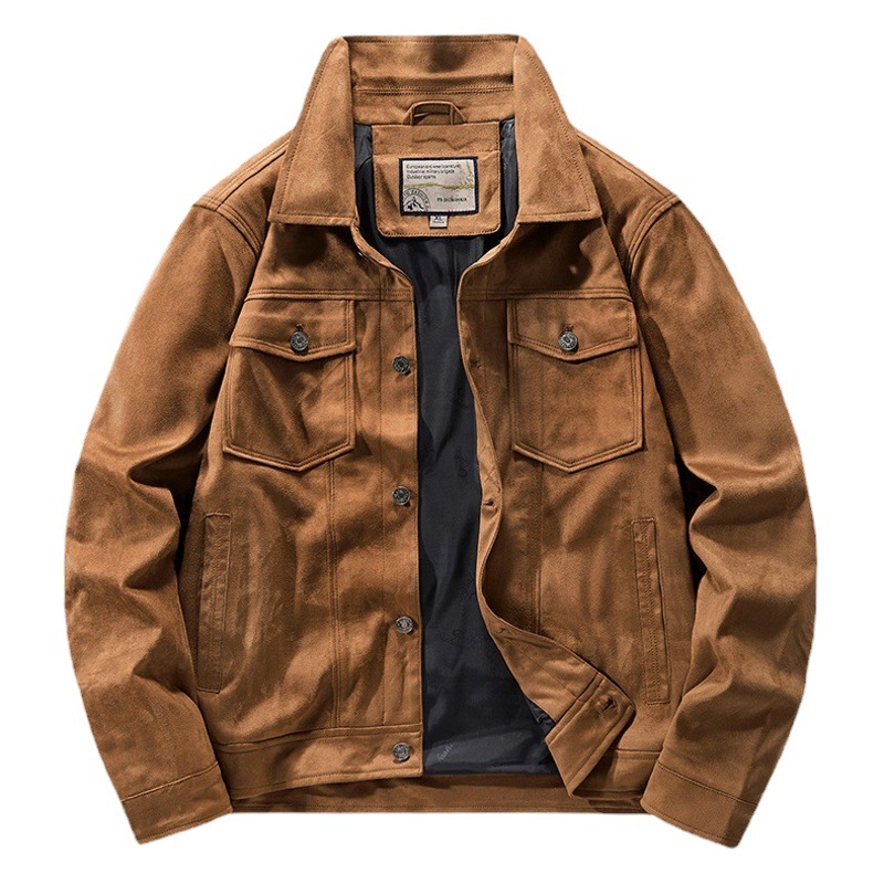 AliExpress primavera y otoño chaqueta de los hombres chaqueta de gamuza delgada de los hombres retro estilo de Hong Kong herramientas solapa superior