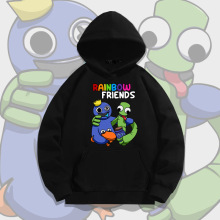 动漫彩虹朋友连帽套头卫衣男秋季青少年潮牌宽松落肩长袖衣服外套