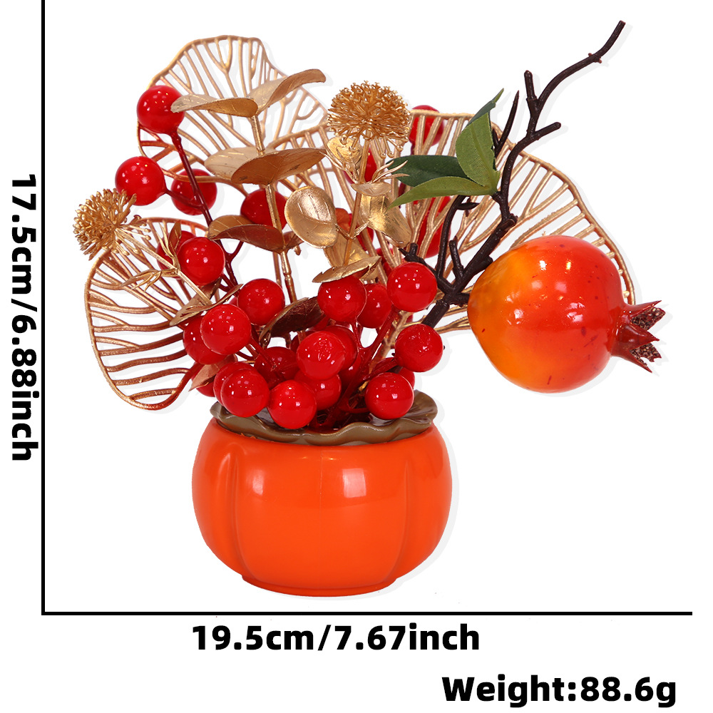 Flores de barril de bendición pequeñas macetas de mudanzas abiertas decoración de recepción de sala de estar, decoración de frutas ricas, maceta festiva