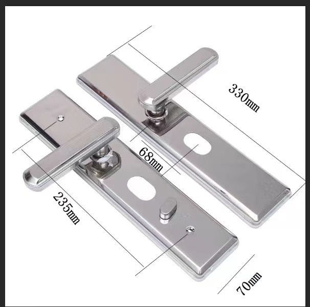 Acero inoxidable puerta antirrobo bronce antideslizante manija de la cerradura de la puerta engrosada mango rojo tornillo agujero espaciamiento 235