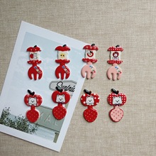 新款红色系小狗波点苹果叉勺子 DIY头饰发夹手机壳洞洞鞋配件批发