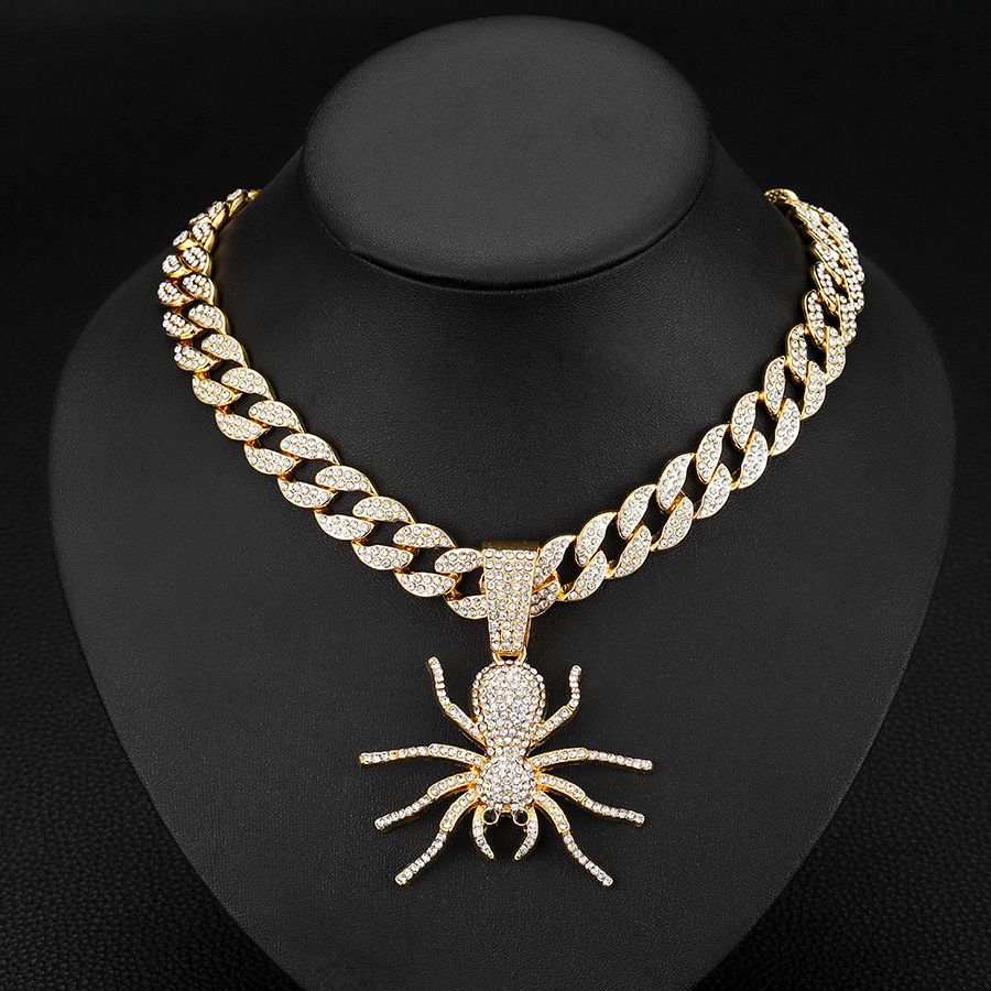 Alloy Material IG Style Hip-Hop Spider Alloy Inlay Rhinestones Unisex Pendant Necklace Necklace Pendant Men Pendant Necklaces