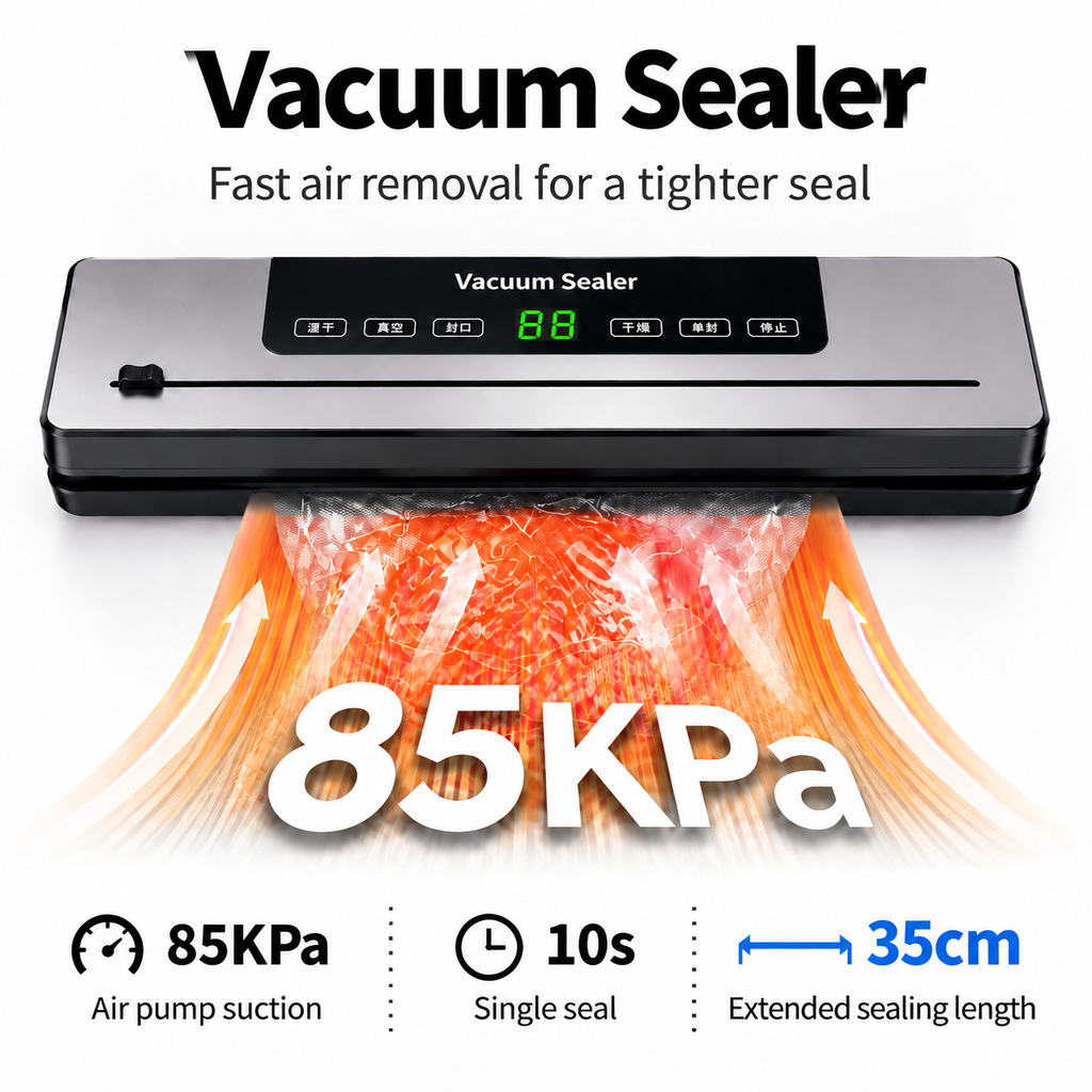 Household vacuum sealing machine digital display extended seal