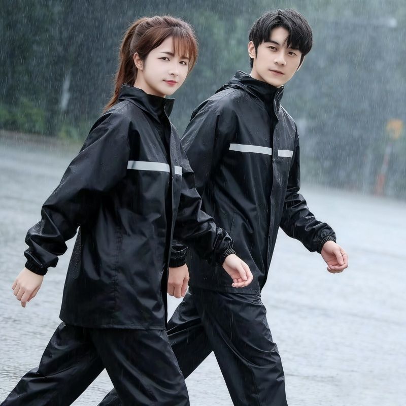 One-Piece or Two-Piece Construction Site Workwear Cycling Waterproof Raincoat and Rain Pants Set, Long Full-Body Storm-Proof for Men and Women One-Piece or Two-Piece Construction Site Workwear Cycling Waterproof Raincoat and Rain Pants Set, Long Full-Body Storm-Proof for Men and Women