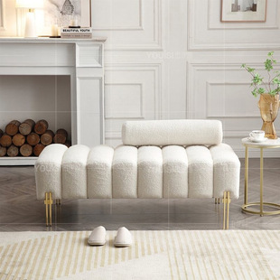 Italian Cream Style Creates a Comfortable Home Entry Shoe-Changing Stool, a Popular Creative Long Sofa Stool in Clothing Stores