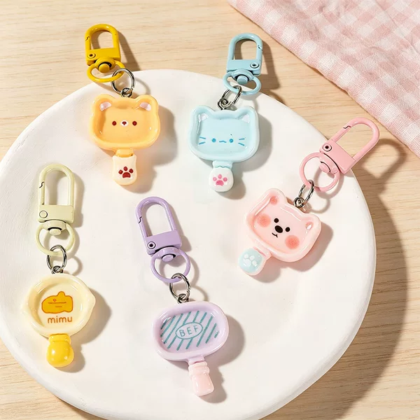 Cartoon cute pet tableware, creative and adorable resin keychain, bag charm, backpack accessory, perfect as a gift for best friends