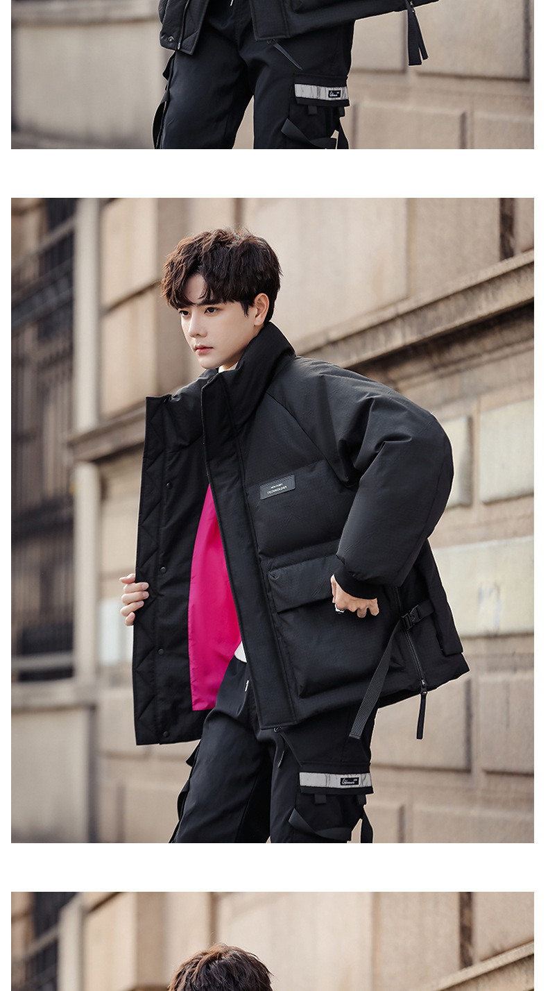 Vêtements pour hommes Veste d'hiver décontractée en coton et soie pour hommes épaissie 2023 nouveau style hiver ample marque tendance col montant veste courte pour hommes_voghion.com