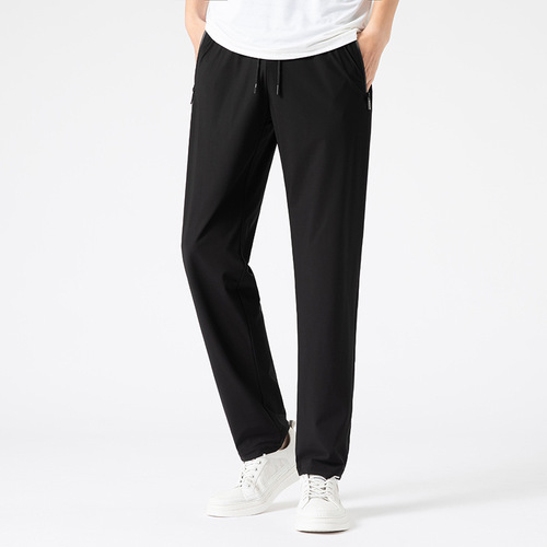 Summer thin couple outdoor sports ice silk air conditioning pants for men breathable loose elastic quick-drying casual pants for women