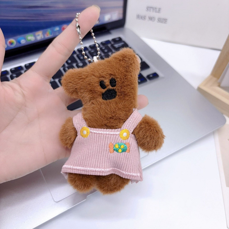 정교한 멜빵바지 털곰 피규어 짜임 숄더백 짜임 끈걸이 귀여운 인형 차량용