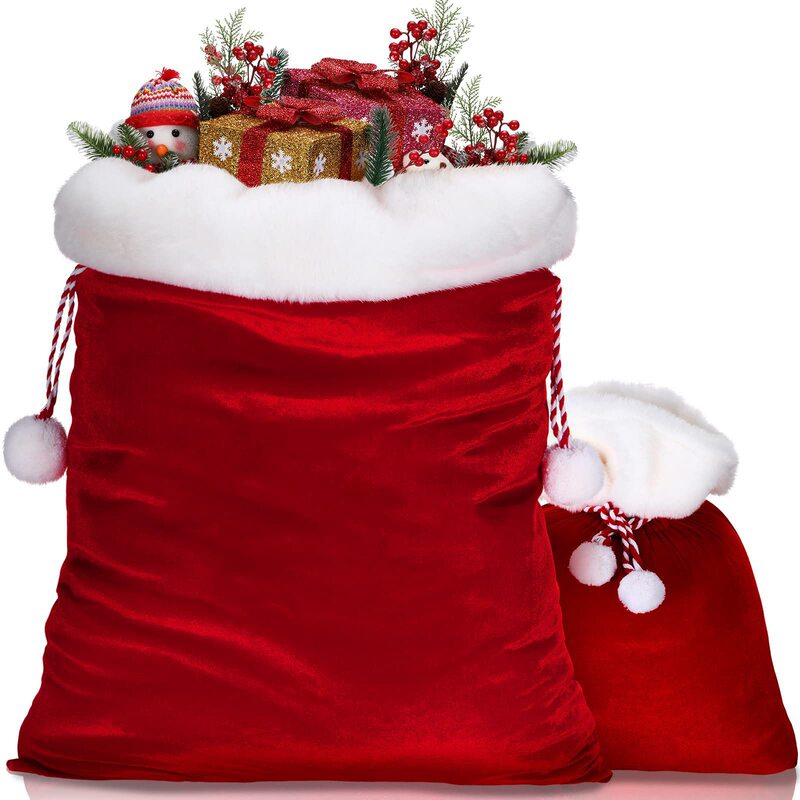 Christmas Red Velvet Gift Bag Santa Claus Gift Backpack Gift Packaging Bag Drawstring 2026 New Model