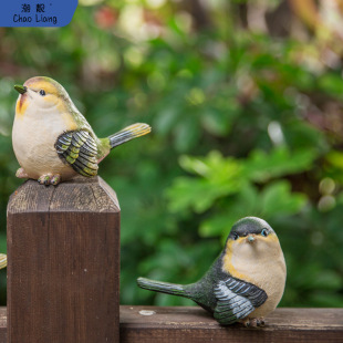 Garden Courtyard Decorative Bird Ornaments Resin Animal Crafts Fake Bird Living Room Desktop Home Garden Pastoral Free Shipping