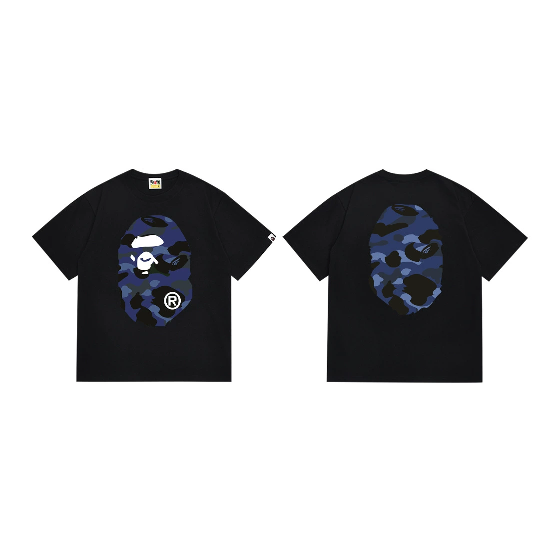 Короткая футболка повседневная с коротким рукавом (BAPE) двойной пряжи унисекс, разноцветная и размеры S–XXL