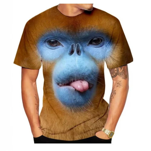 New Casual Men's Clothing, New 3D Design, Funny Gorilla, Funny Monkey T-Shirt, Quirky Pouting Monkey 3D New Casual Men's Clothing, New 3D Design, Funny Gorilla, Funny Monkey T-Shirt, Quirky Pouting Monkey 3D