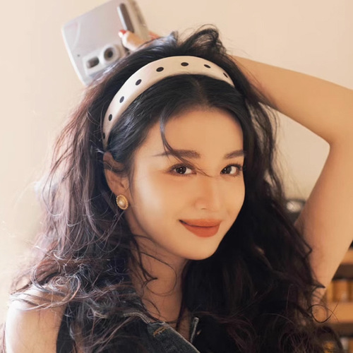 French-style sponge headband retro polka dot high-top outdoor head hoop hair clip internet-famous versatile elegant headwear
