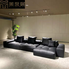 意式极简真皮沙发客厅原版像素沙发设计师头层真牛皮模块格子沙发