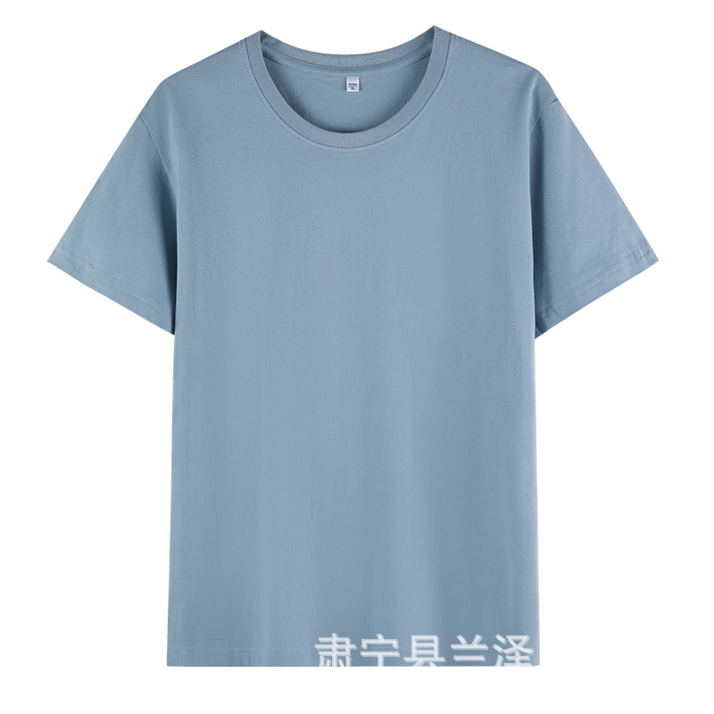 卸売り180グラム夏の薄手半袖男女純色シャツ丸襟綿tシャツ作業服カスタムロゴ