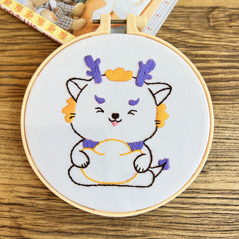 Lindo conejo bordado DIY colgando pintura de los niños Lu bordado puntada primaria práctica punto cruz dibujos animados pequeños adornos de animales