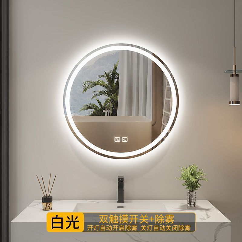 Espejo redondo colgado en la pared desinebriado lavabo inteligente espejo de lavado lámpara de baño espejo colgado en la pared con lámpara de baño espejo nicho