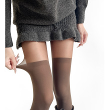 秋冬咖色拼接丝袜假高筒ins性感JK奶白连裤袜天鹅绒120D深灰丝袜